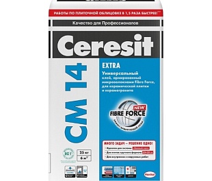 Клей для керамогранита СМ-14 Extra, 25кг ЦЕРЕЗИТ
