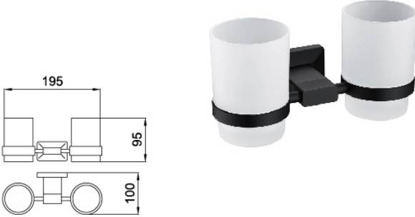 Двойной подстаканник, матово-черный B6012YH Подстаканники