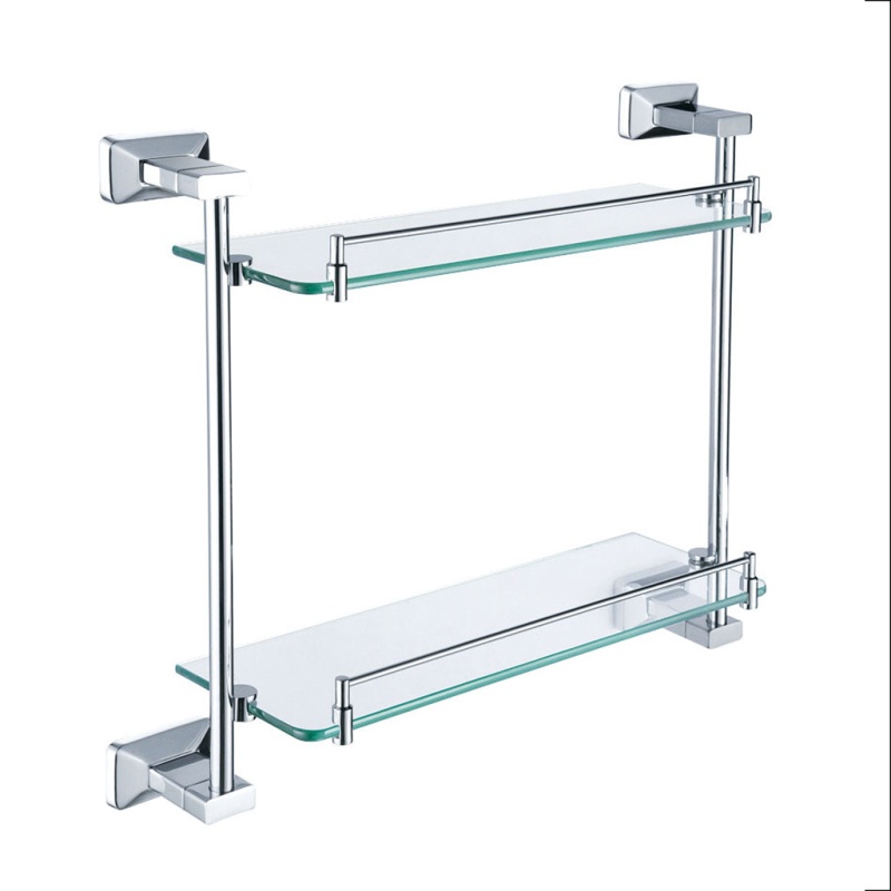 Двойная стеклянная полка, хром B2014CP Полки