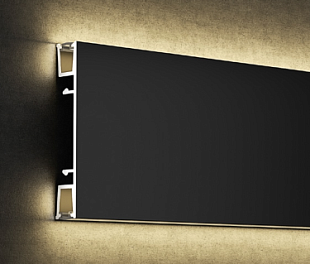 Плинтус алюминиевый, чёрный (LED) 76мм, Арт:JM-213