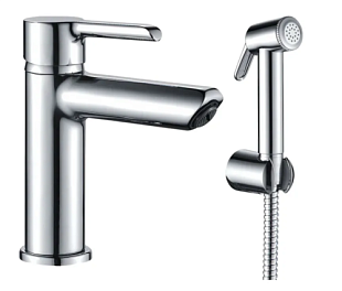 Смеситель для раковины с гигиеническим душем(лейкой) латунь, хромированный Yindaf