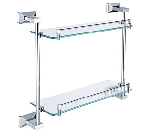 Двойная стеклянная полка, хром B2014CP