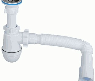 Сифон для раковины АНИ 1.1/4*40 с гибкой трубой, (без перелива), Арт.C1015